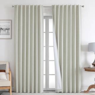 Joydeco 100% mørklægningsgardiner 90 tommer lange naturlige linnedrapes 2 paneler sæt burg til soveværelse stue sort ud mørkningsgardin termisk i