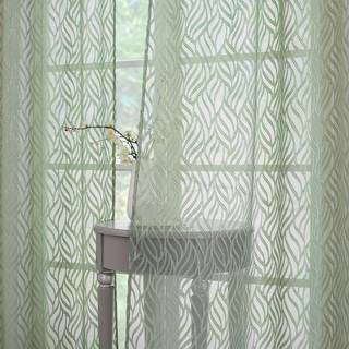 Chyhomenyc Marilyn Sage Green Sheer Curtains 84 tommer L?ngde 2 Paneler Lysfiltrering ?ndbar 3D -bladklip Jacquard teksturerede gardin