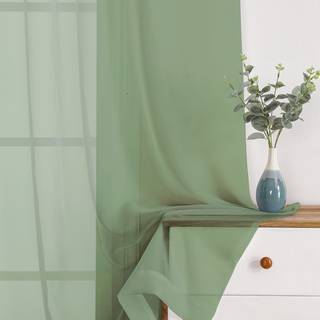 SimpleBrand Sage Sheer Curtains 96 tommer lang lysfiltreringsstang Lomme Fast Farve Vindue Sheer Curtain Panels Elegante gardiner & gardiner til