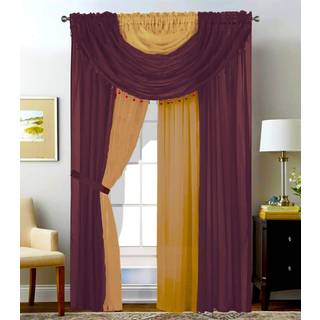 Sapphire Home Window Sheer Curtains - To tone 4 paneler sat med valance og bindinger 55 """" x 84 """" Privatliv Voile -vindue gardiner til stue sove