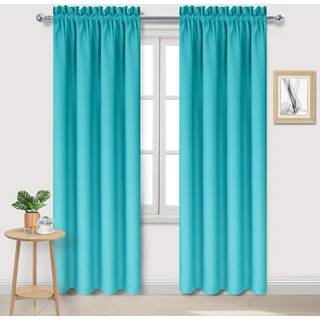 DWCN Blackout -gardiner til soveværelse - Termisk isoleret energibesparende gardiner til stue turkis W 38 x L 84 tommer sæt med 2 stanglomme gard
