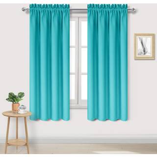DWCN Blackout gardiner - Termisk isoleret energibesparelse og st?j Reduktion af sovev?relse og stue gardiner turkis W 42X L 63 tommer s?t med 2 s