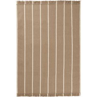 Ferm Living Calm Kelim Tæppe 140x200 Cm Offwhite / Dark Sand - Uldtæpper Uld Off-White - 1104268445