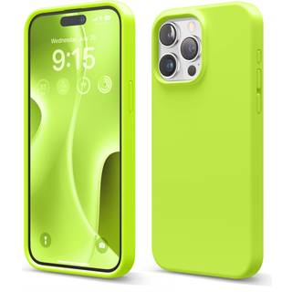 Elago kompatibel med iPhone 15 Pro Max Liquid Silicone Case Full Body Protection ShockProof bl?d mikrofiberforing Anti-scratch 6,7 tommer (Lime G