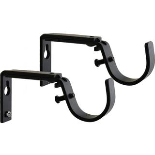 Meriville Sæt med 2 sort gardin Drapy Rod Bracket til 1 1/4-tommer stang justerbar