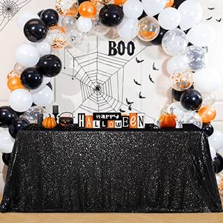 B-cool sort paljetter dug halloween shimmer duge 50x80-tommer rektangulære bordoverlejringer til bryllups fødselsdagsfest prom borddekorationer