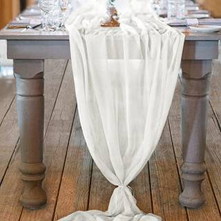 Socomi 10ft Ivory Chiffon Table Runner 29x120 inches Wedding Runner Sheer Thanksgiving Christmas Bridal Shower Decorations