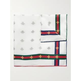 Gucci - Printed Silk-Twill Pocket Square - Men - White