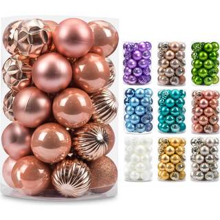 AMS 2.36 ''/60mm 34ct Christmas Ball Stor ornamenter Party Decorations Shatternsof Festival vedhæng Hangings til Xmas Tree Decor (Rose Gold)
