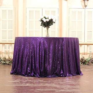 Eternal Beauty Halloween Round-dug 120-tommer Purple Sequin-dug til bryllupsfest/dessertbord/juledekoration