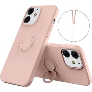 iPhone 13 Liquid Silikone Cover med Ring Holder - Pink
