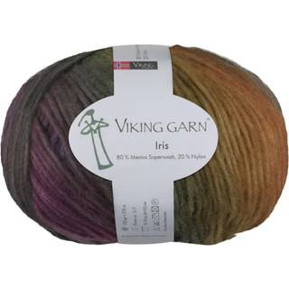 Viking Iris 459 Multi orange/brun Indhold: 80% Superwash merinould, 20% nylon Vægt/længde: 100 g = 270 meter Anbefalede pinde: 5-7 mm Strikkefasthed: 10 x 10 cm = 15-16 m Vask: Max 30°C / Tørres fladt.