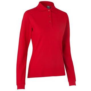 ID 0545 Langærmet poloshirt stretch dame Rød L