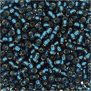 Miyuki Round Rocailles Seed perle Størrelse 8/0 sølvforet blå zirkon 22 gram rør