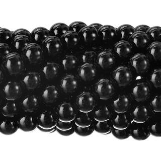 Rubyca 200pcs Tjekkisk lille Satin Luster Glass Pearl Round Perles Beading Jewelry Making 6mm Jet Black