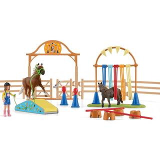 Schleich Pony Agility-træning - legesæt med heste, figur og tilbehør