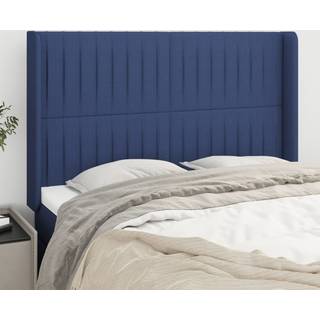 Sengegavl Med Kanter 83X16X78/128 Cm Stof - Blå / 147 x 16 x 118/128 cm