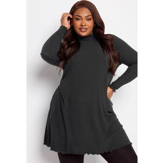 Yours Curve Yours Curve Black Lettuce Edge Tunic Dress