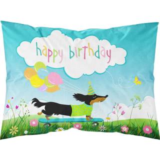 """" Caroline's Treasures Tillykke med f?dselsdagen Dachshund Fabric Standard Pillowcase Multicolor """"