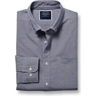 Charles Tyrwhitt Charles Tyrwhitt Blue Slim Fit Mini Gingham Non-Iron Stretch Poplin 100% Cotton Shirt