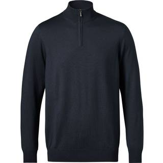 Charles Tyrwhitt Pure Merino Zip Neck Jumper Petrol Blue
