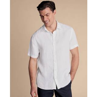 Charles Tyrwhitt Pure Linen Short Sleeve Slim Fit Shirt White