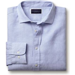 Charles Tyrwhitt Charles Tyrwhitt Blue Slim Fit Plain Pure 100% Linen Shirt