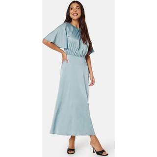 Butterfly Sleeve Satin Midi Dress