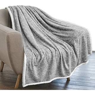 Pavilia melange lysegr? sherpa t?ppe kaste sofa varmt bl?dt hyggeligt reversibelt t?ppe sofa seng tyk plys stor fleece bil t?ppe dekorativ hjem v