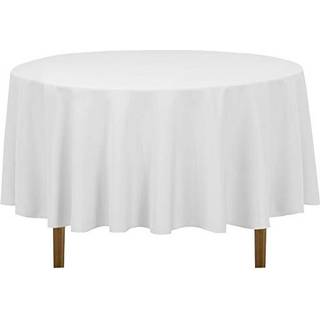 LTC -senget?j 90 tommer rund duge hvid til rundbord - plet- og rynkebestandig bordklud - Vaskbart polyesterbordsd?kning til bryllupsfest