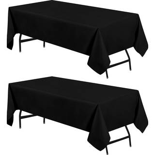 UTOPIA K?kkenrektangel Tabel klud 2 Pack [60x102 inches sort] Tabgen Machine Washable Faby Polyester Table Cover til spisebuffetfester Picnic Eve