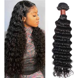 Deep Wave Human Hair Bundles 100% Human Hair 100G/Bundles 20 inches Double Weft Natural Black Wet and Wavy Raw Remy Unforceret Brasiliansk jomfru