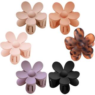 Blomsterhårklip 6 pcs Blomsterklo klip Daisy -klip til kvinder Matte store klo klip Stærke hold kæber klemmer hårtilbehør til tykt hår 6 farver