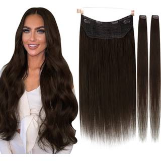 Ugat Hair Extensions Wire Chocolate Brown Straight Human Hair Extensions Invisible Wire Fish Line Hair Extensions Real Human Hair For Women Hairs