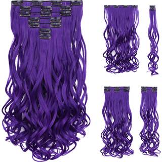 Syxlcykgg Purple Hair Extensions Clip Extension 18 """" B?lget syntetisk h?rstykke Kvinder billig naturlig fluffy & ikke sammenfiltret pige farveri