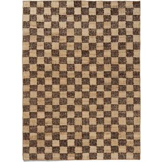 Check Wool Jute Rug - Coffee/Natural - 140 x 200 cm