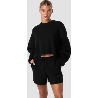Soft Knit Oversized Cropped Crewneck Black