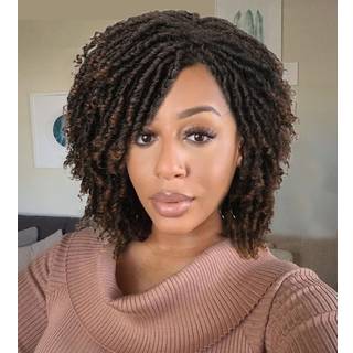 Lady Hanne dreadlock paryk sort brun kort krøllet flettet twist dreadlock parykker varmebestandig syntetisk daglig festudskiftning paryk til kvin