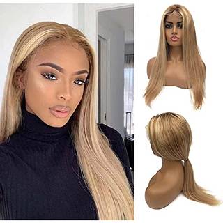 Blonde blonder foran parykken menneskehår 13x4 HD gennemsigtig ombre mediun til brun med honningblond højdepunkter lige Remy Human Hair Wigs Pre