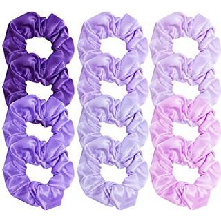 Cubaco 12 stykker satin h?r scrunchies elastisk h?r bobbles skridt h?r slips hestehale holder h?r b?nd lilla elskere