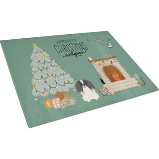 Caroline's Treasures CK7668LCB sort hvid pekingese jul Alle glasskæringsplade stort dekorativt tempereret glas køkkenskæring og serveringsplade i