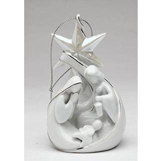 ATD 4 tommer hvid og s?lv tone nativity scene og North Star Ornament