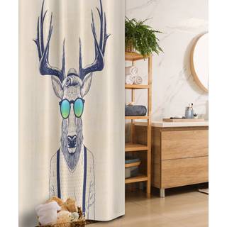 Ambesonne Antlings stall bruseforh?ng Illustration af hjorte kl?dt ud som cool hipster mode kreativt sjovt animal stof badev?relse indretning med