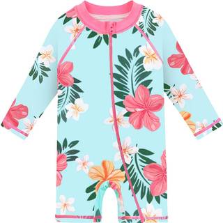 Huaaniue Baby/Toddler Boy Swimsuit Rashguard Badet?j Lang?rmet i ?t stykke bil med hat 2-3 t