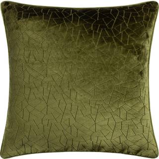 HÖEM HÖEM Olive Green Malans Geometric Cut Velvet Piped Cushion
