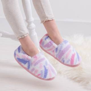 Totes Totes Pink Green Short Full Back Fleece Winter Slippers