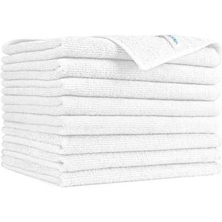 AIDEA hvid mikrofiberrensningsklude-8pk blød absorberende rengøring klud fnugfri stribe-fri mikrofiberhåndklæder til huskøkkenbiler (12in.x16in.)