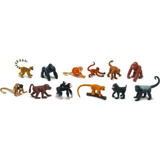 Safari Ltd. Apes & Monkeys Toob - 12 figurer: Baboon Orangutan Tamarin Lemur Gorilla Mandrill Chimp Squirrel Spider & Woolly Monkey