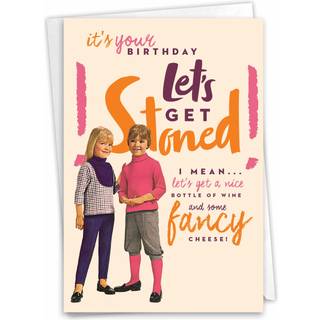 NobleWorks - 1 sjovt fdselsdagskort - Sassy Bday-kort til kvinder Brevpapirhumor - Let's Get Stoned C7027BDG