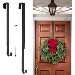 Haute -indretning tilpasses justerbar længde kransbøjle - mat sort metal - holder op til 20 kg. - Over døren kransbøjle til året rundt indendørs